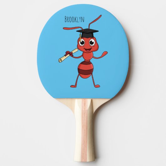 Cute happy red ant cartoon tafeltennisbatje (Voorkant)