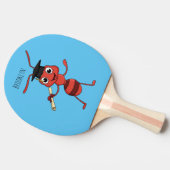 Cute happy red ant cartoon tafeltennisbatje (Zijkant)