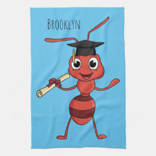 Cute happy red ant cartoon theedoek