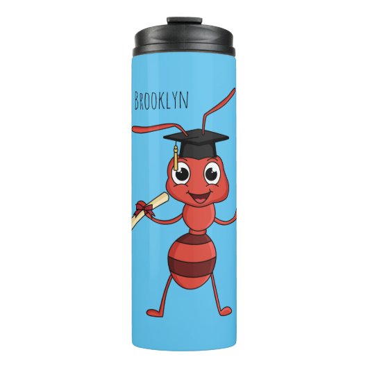 Cute happy red ant cartoon thermosbeker (Voorkant)