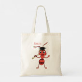 Cute happy red ant cartoon tote bag (Achterkant)