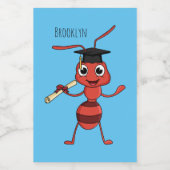 Cute happy red ant cartoon voedselcontainer etiket (Enkel label)