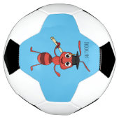 Cute happy red ant cartoon voetbal (Gedraaid)
