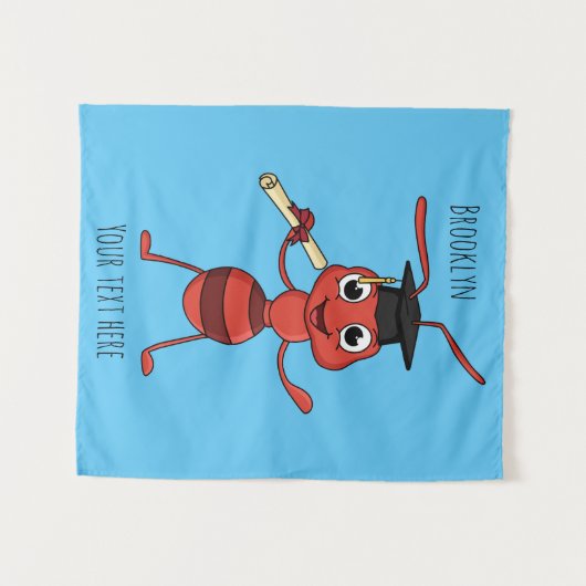 Cute happy red ant cartoon wandkleed (Voorkant (horizontaal))