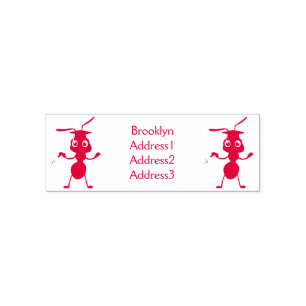 Cute happy red ant cartoon zelfinktende stempel