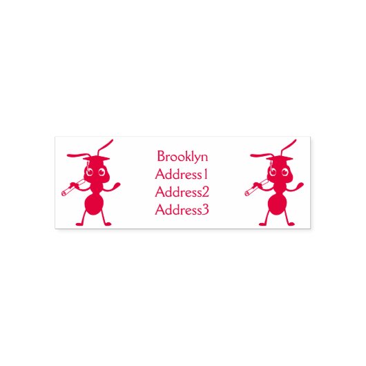 Cute happy red ant cartoon  zelfinktende stempel (Design)