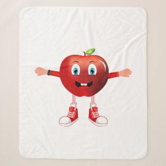 Cute Happy Red Apple Cartoon Blanket for Kids Sherpa Deken