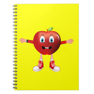 Cute Happy Red Apple Cartoon Notebook for Kids Notitieboek
