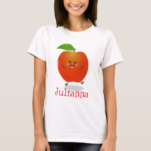 Cute happy red apple cartoon t-shirt