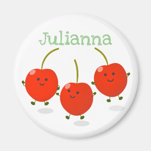 Cute happy red cherries cartoon magneet (Voorkant)