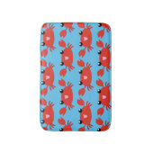 Cute Happy Red Crab Pattern op Blue Badmat (Voorkant Verticaal)