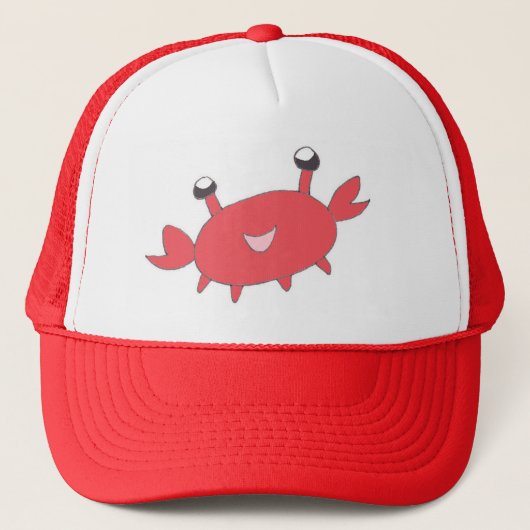 Cute Happy Red Crab Trucker Pet (Voorkant)