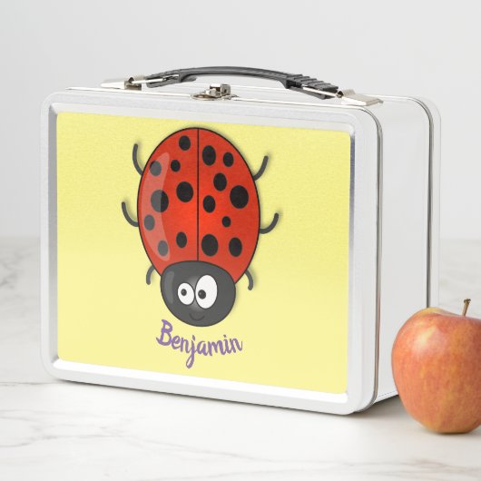 Cute happy red ladybug cartoon afbeelding (In situ)