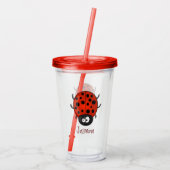 Cute happy red ladybug cartoon afbeelding acryl drinkbeker (Achterkant)
