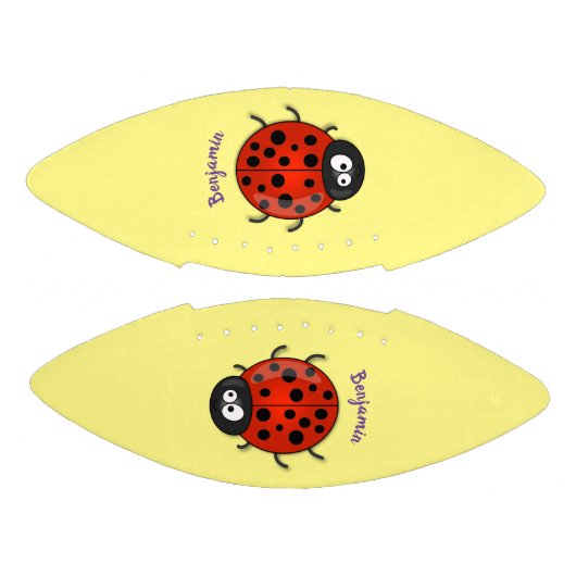Cute happy red ladybug cartoon afbeelding american football (Panelen)