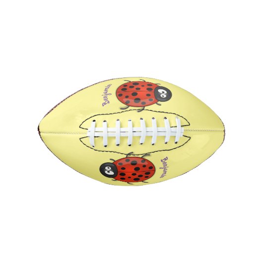 Cute happy red ladybug cartoon afbeelding american football (Voorkant)
