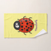 Cute happy red ladybug cartoon afbeelding bad handdoek (Handdoek)