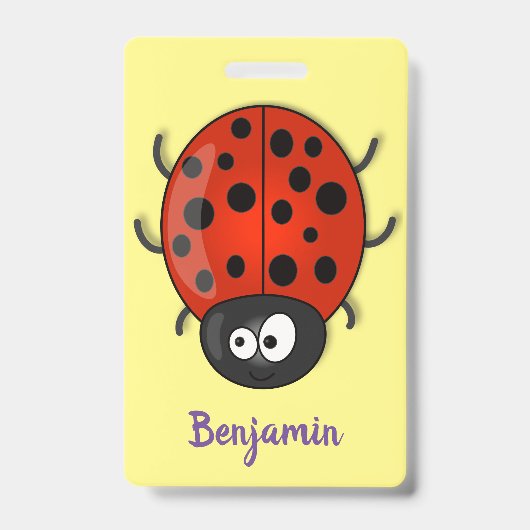 Cute happy red ladybug cartoon afbeelding badge (Voorzijde)