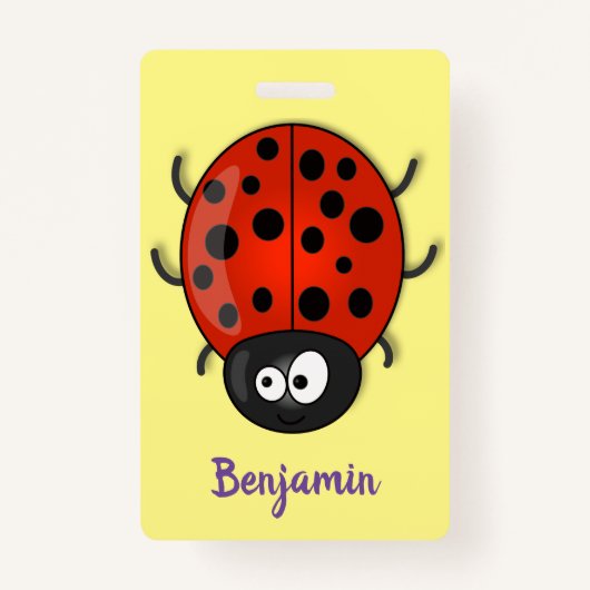 Cute happy red ladybug cartoon afbeelding badge (Voorkant)