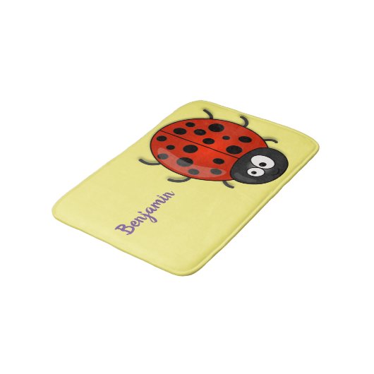 Cute happy red ladybug cartoon afbeelding badmat (Gekanteld)