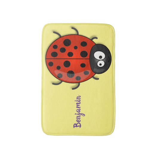Cute happy red ladybug cartoon afbeelding badmat (Voorkant Verticaal)