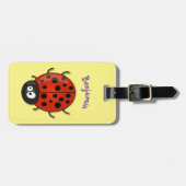 Cute happy red ladybug cartoon afbeelding bagagelabel (Voorkant horizontaal)