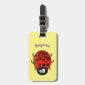 Cute happy red ladybug cartoon afbeelding bagagelabel (Voorkant verticaal)