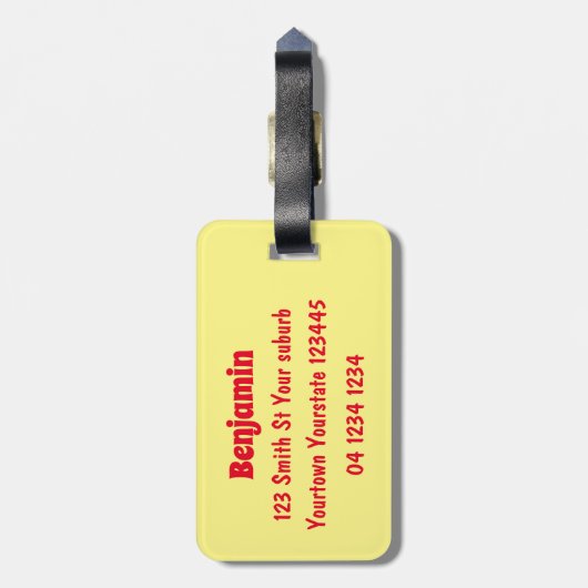 Cute happy red ladybug cartoon afbeelding bagagelabel (Achterkant verticaal)