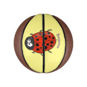 Cute happy red ladybug cartoon afbeelding basketbal (Verticaal)