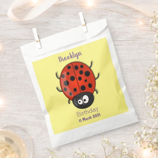 Cute happy red ladybug cartoon afbeelding bedankzakje (Geknipt)