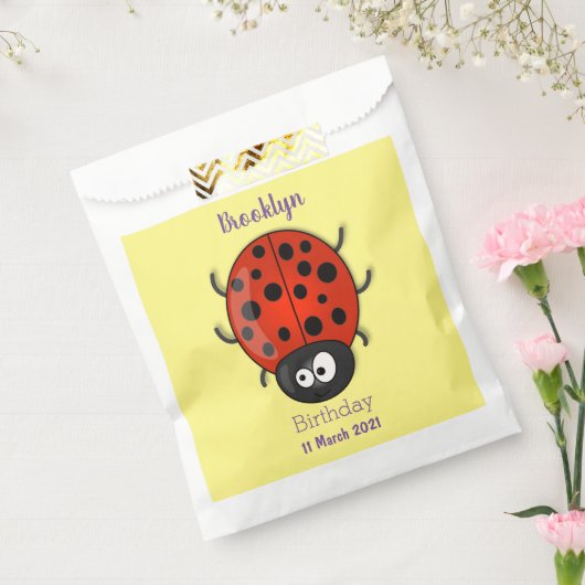 Cute happy red ladybug cartoon afbeelding bedankzakje (Gezegeld)