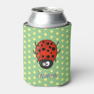 Cute happy red ladybug cartoon afbeelding blikjeskoeler