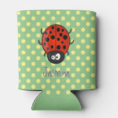 Cute happy red ladybug cartoon afbeelding blikjeskoeler (Achterkant)