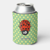 Cute happy red ladybug cartoon afbeelding blikjeskoeler (Blikje Achterkant)