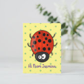 Cute happy red ladybug cartoon afbeelding briefkaart (Staand voorkant)