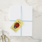Cute happy red ladybug cartoon afbeelding cadeaulabel (Met Touw)