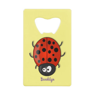 Cute happy red ladybug cartoon afbeelding creditkaart flessenopener