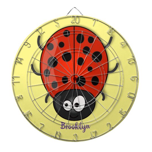 Cute happy red ladybug cartoon afbeelding dartbord (Voorkant)