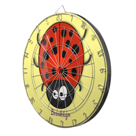 Cute happy red ladybug cartoon afbeelding dartbord (Voorkant Rechts)
