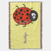 Cute happy red ladybug cartoon afbeelding deken (Voorkant Verticaal)