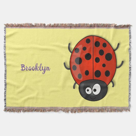 Cute happy red ladybug cartoon afbeelding deken (Voorkant)