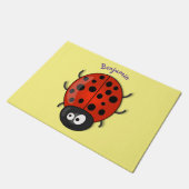 Cute happy red ladybug cartoon afbeelding deurmat (Schuin)