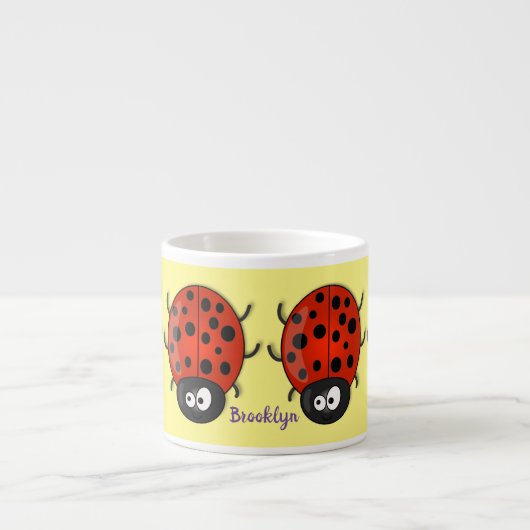 Cute happy red ladybug cartoon afbeelding espresso kop (Voorkant)