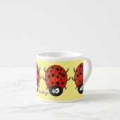 Cute happy red ladybug cartoon afbeelding espresso kop (Voorkant rechts)