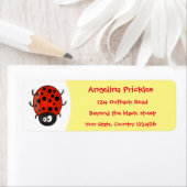 Cute happy red ladybug cartoon afbeelding etiket (Insitu)