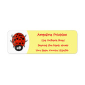 Cute happy red ladybug cartoon afbeelding etiket (Voorkant)