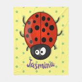 Cute happy red ladybug cartoon afbeelding fleece deken (Voorkant)