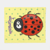 Cute happy red ladybug cartoon afbeelding fleece deken (Voorkant (Horizontaal))