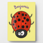 Cute happy red ladybug cartoon afbeelding fotoplaat (voorkant)