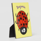 Cute happy red ladybug cartoon afbeelding fotoplaat (Zijkant)